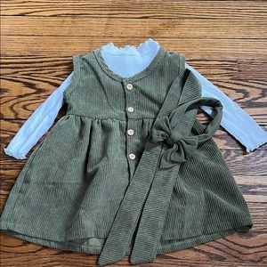 Green Corduroy Dress with Headband